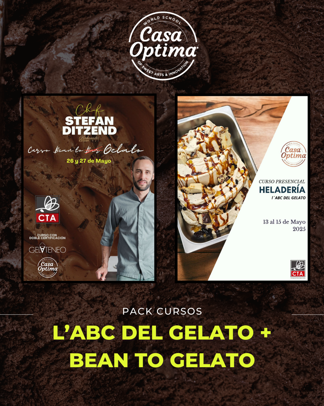 PACK CURSOS DE MAYO Nivel 1 de heladería + Curso Helados de Chocolate